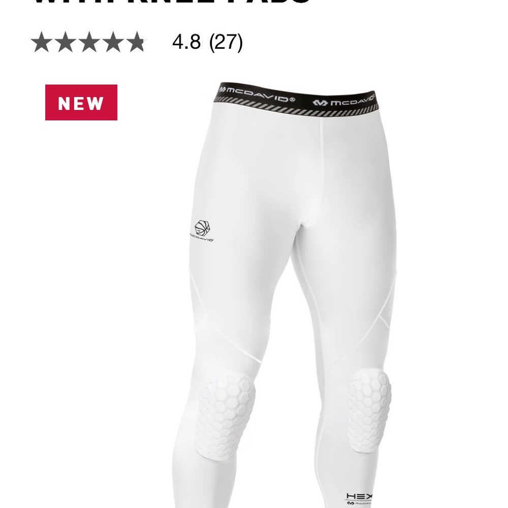 McDavid White Compression Tights with Knee Pads